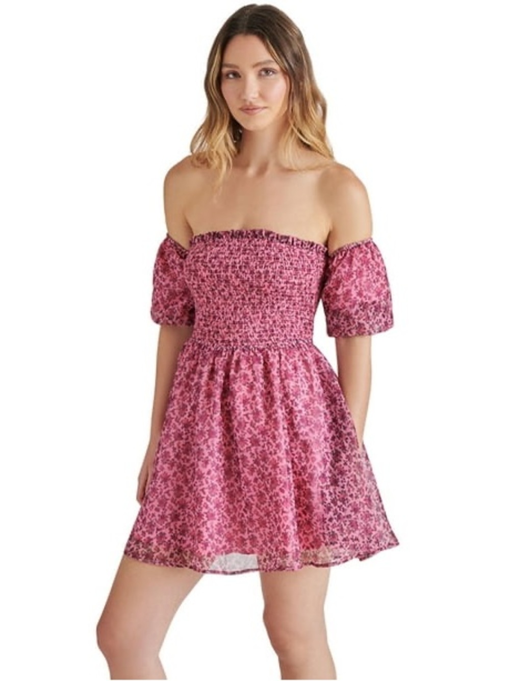 Betsey Johnson Floral Puff Sleeve Babydoll Dress